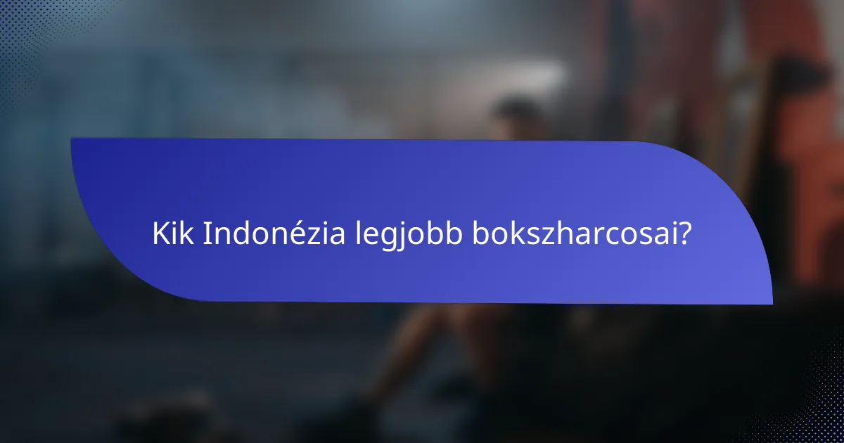 Kik Indonézia legjobb bokszharcosai?