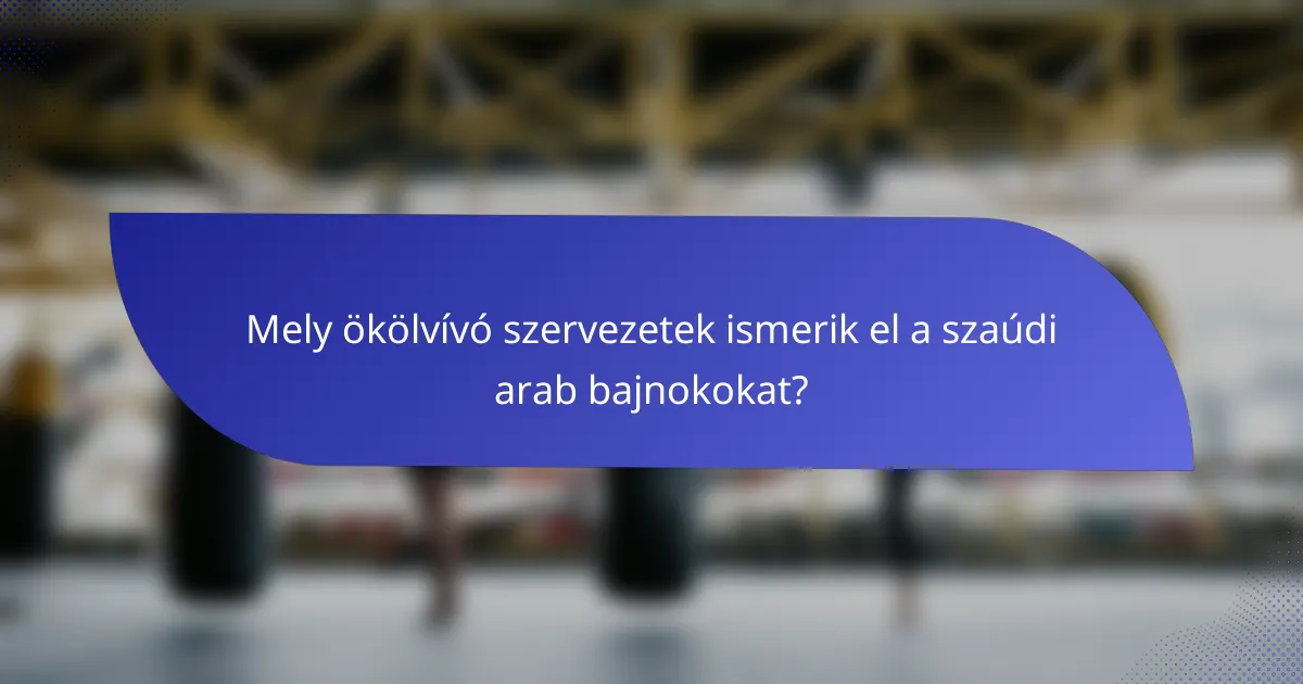 Mely ökölvívó szervezetek ismerik el a szaúdi arab bajnokokat?