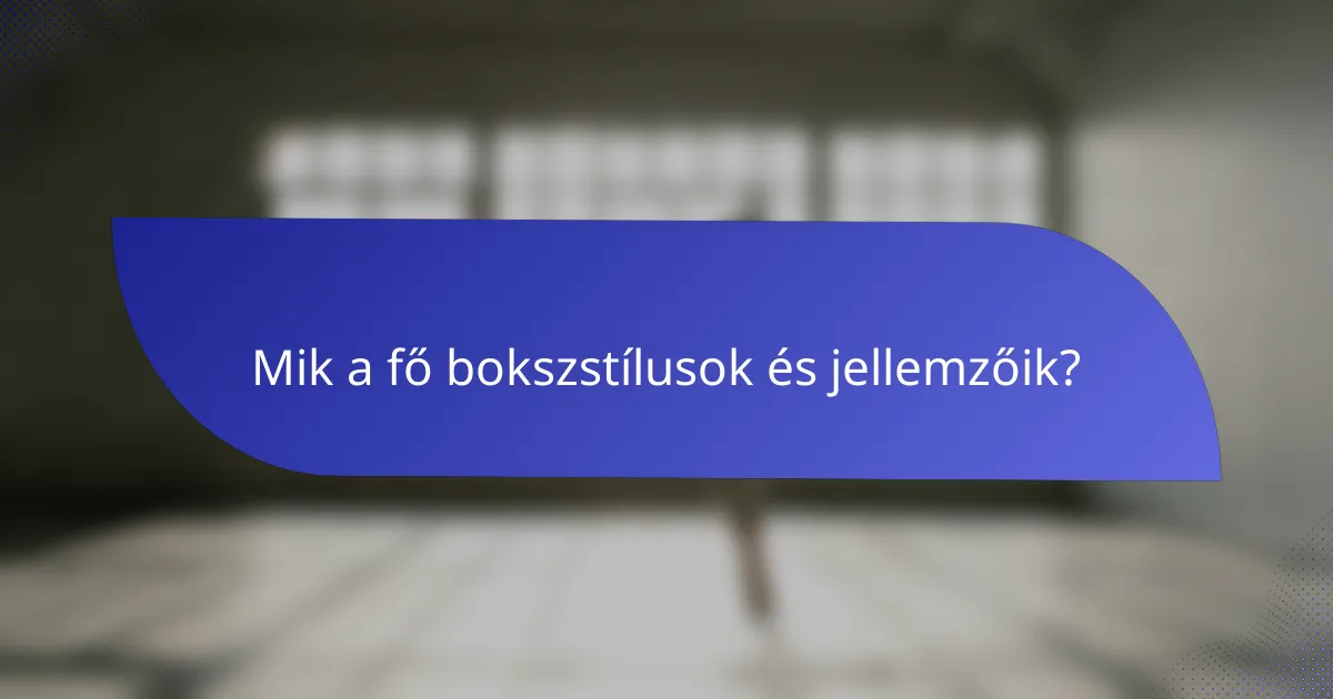 Mik a fő bokszstílusok és jellemzőik?