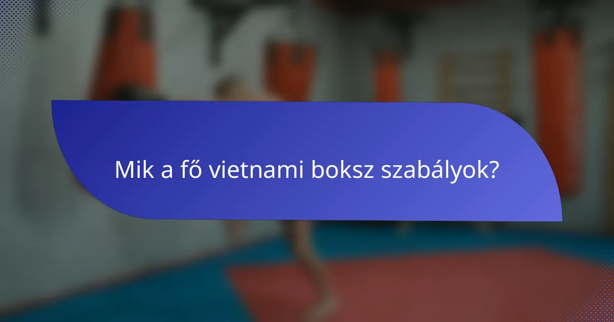 Mik a fő vietnami boksz szabályok?