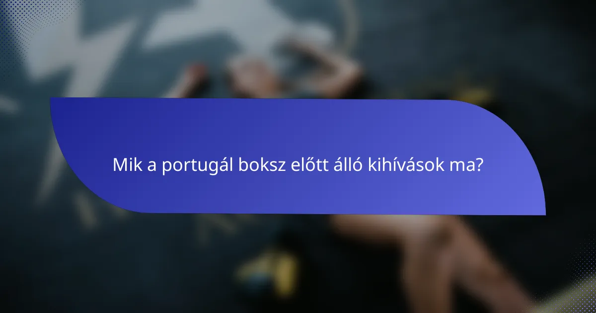 Mik a portugál boksz előtt álló kihívások ma?